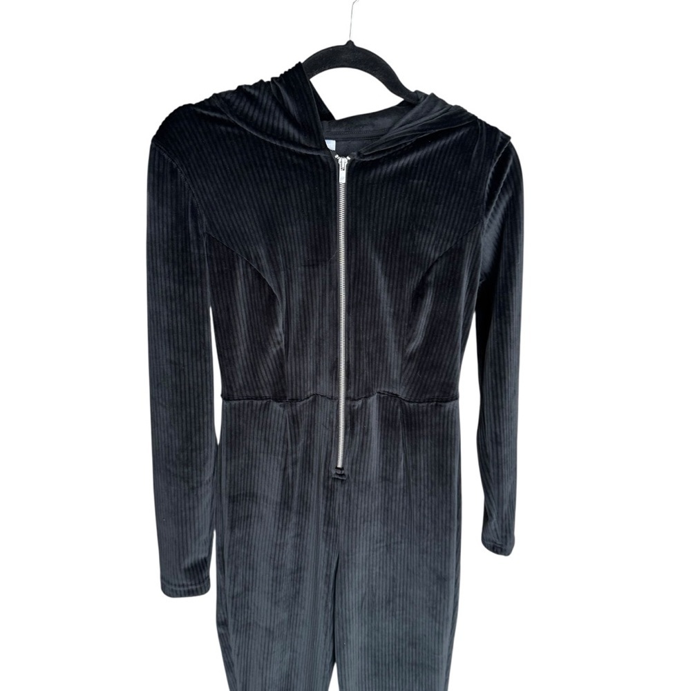 Fabletics - NWTPlush Rib Hooded Jumpsuit Zip Front Flare Leg Lounge Sz Xs - Picture 4 of 7